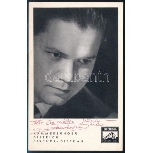 Dietrich Fischer-Dieskau (1925-2012) német operaénekes, karmester autográf dedikációja autogramkártyán...