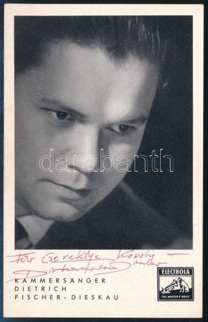 Dietrich Fischer-Dieskau (1925-2012) német operaénekes, karmester autográf dedikációja autogramkártyán....