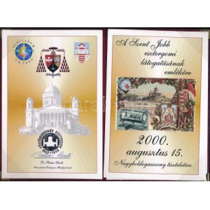 2000 A Szent jobb esztergomi látogatása emléklap pár Dr Paskai László bíboros prímás eredeti aláírásával bársony tokban