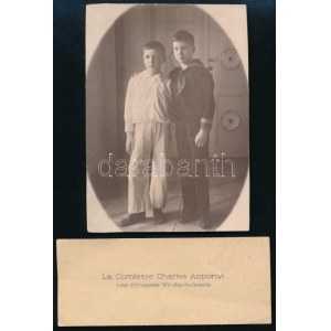 1923 Tállya, gróf Apponyi Géza és gróf Apponyi Alfréd fényképe, hátoldalon autográf írásukkal...