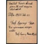 1923 Tállya, gróf Apponyi Géza és gróf Apponyi Alfréd fényképe, hátoldalon autográf írásukkal...