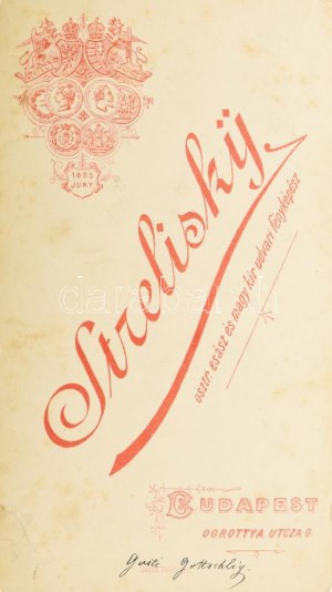 Gottschlig Ágoston (1869-1951) tea-, rum-, likőr- és konyakgyáros, keményhátú fotó Strelisky budapesti műterméből, 20...
