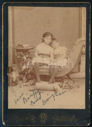 1884 báró Bánffy Anna (1877-1907) és Bánffy Erzsébet (1878-1891) bárónők gyermekkorukban. Veress Ferenc kabinetfotója...
