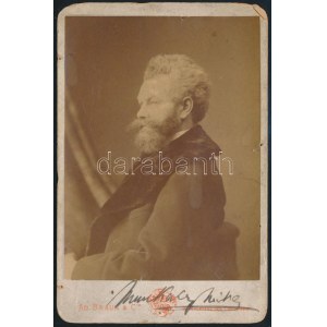 um 1890 Munkácsy Mihály (1844-1900) portréja a művész aláírásával, keményhátú fotó Ad. Braun párizsi műterméből...