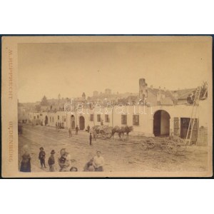 cca 1880 Sopron házsor bontása. M. Rupprecht kabinetfotója 17x11 cm / Oedenburg demolition of houses...