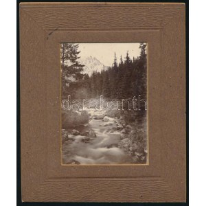 cca 1910 Magas-Tátra, Poprád patak, fotó paszpartuban, hátoldalon feliratozva, 11×8 cm