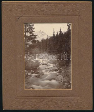 ca. 1910 Magas-Tátra, Poprád patak, fotó paszpartuban, hátoldalon feliratozva, 11×8 cm