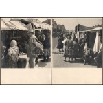 cca 1940 Marosvásárhely, piaci felvételek, életképek, Székelyudarhelyre tartó busz (mögötte Ha Isten velünk...