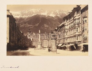 ok. 1900 Innsbruck, Ausztria, 2 db városkép, kartonra kasírozott fotó, 14×9 cm