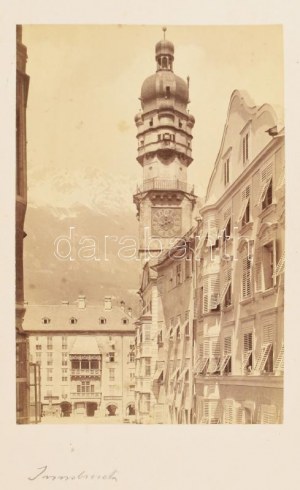 cca 1900 Innsbruck, Ausztria, 2 db városkép, kartonra kasírozott fotó, 14×9 cm