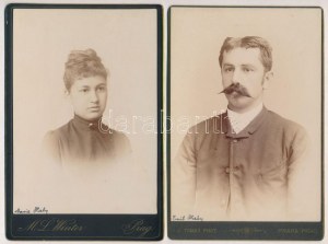 cca 1890 Prága, két külön műteremben készült portré felvétel Emil Habyról és Marie Habyról...