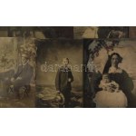 cca 1880-1910 Ferrotípia tétel: portrék (hölgyek, urak, gyerekek), családi képek, automobilos csoportkép, stb...