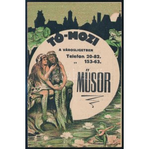 cca 1922 Tó-Mozi a Városligetben. Műsor. Szecessziós címlappal illusztrált prospektus. Bp., Thália-ny....