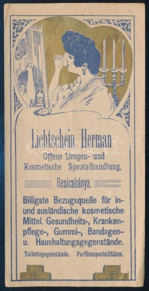 Lichtschein Herman kozmetikai üzletének szecessziós számolócédulája, Resicabánya