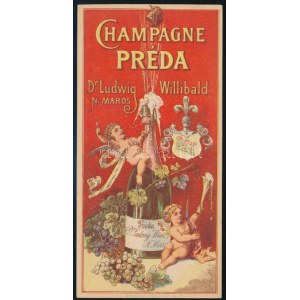 1910 circa Champagne Préda, Dr. Ludwig Willibald, Nagymaros pezsgő számolócédula