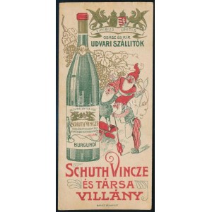 circa 1910 Schuth Vince és Társa villányi borkereskedők, számolócédula
