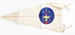 cca 1930 Vízi cserkész csapatzászló, cserkész emblémával, Szent Koronával, hímzett selyem, jó állapotban...