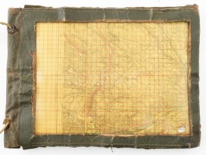 1917 I. világháborús térképtartó 4 db olasz harctéri részleteket ábrázoló térképpel, Bizam Miksa, a 15 cm 10/2b sz...