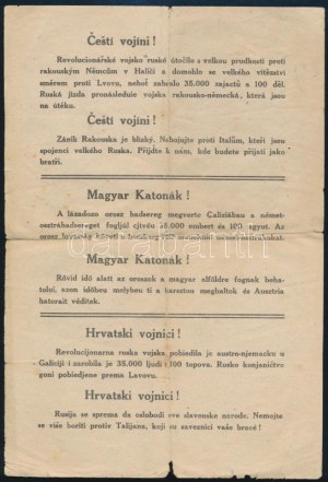 1914 Oroszok által készített ötnyelvű (magyar, cseh, horvát, román, lengyel...