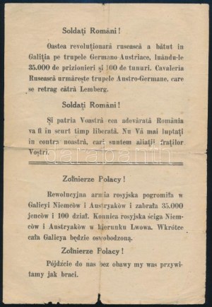 1914 Oroszok által készített ötnyelvű (magyar, cseh, horvát, román, lengyel ...