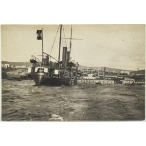 1900 Az Osztrák-magyar haditengerészet S.M.S. Panther hadihajója Triestben fotó 14x9 cm / k.u.k. navy S.M.S....