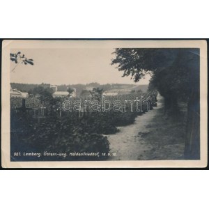 1915 Lemberg (Lvov, Lwów), osztrák-magyar katonai temető. Eredeti fotó, kis saroktöréssel, 14,5x9 cm / 1915 Lemberg ...