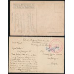 1915-1918 Zimonyi lerombolt hidat ábrázoló 2 db képeslap. Raffner Dezső hadtápos őrmester küldi haza, 1915...