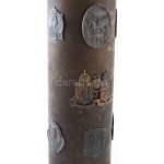 1916-1917 I. világháborús emlék, 8 cm-es ágyú töltényhüvelyéből kialakított váza, rajta az Osztrák ...