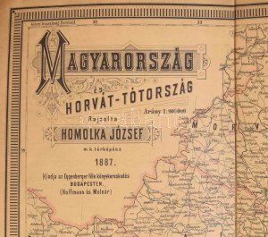 Magyarország Horvát-Tótország térképe Budapest, 1887, Eggenberger. (Hoffmann és Molnár). Kőke Frigyes kőnyomdája, Bécs...
