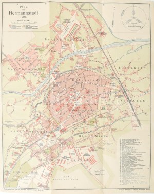 Plan von Hermannstadt 1907., 1:8 000, Hrsg. von de Section Hermannstadt des Siebenbürgischen Karpathen-Vereines. Wien...