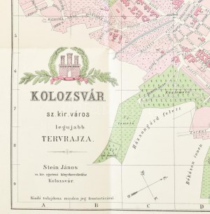 ok. 1900 Kolozsvár sz. kir. város legujabb tervrajza. Kolozsvár, Stein János M. Kir. Egyetemi Könyvkereskedése, (Bp....