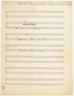 1909 Weiner Leó saját kézzel írt kottája : Farsang. Humoreszk kis zenekarra. Írta - -. Négy kézre írta a szerző, 12 sztl...