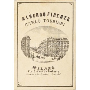 cca 1870 Milano, Albergo Firenze Carlo Torriani menükátya / menu card