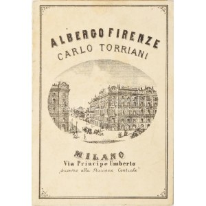 cca 1870 Milano, Albergo Firenze Carlo Torriani menükátya / carta del menù