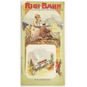 ok. 1900 Rigi-Bahn Luzern prospekt litograficzny, panorama, sérült