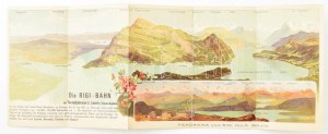 ok. 1900 Rigi-Bahn Luzern prospekt litograficzny, panorama, sérült
