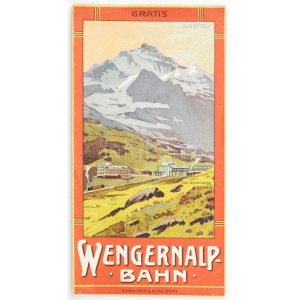 1910 Wengernalpbahn menetrend, térképpel, litografia