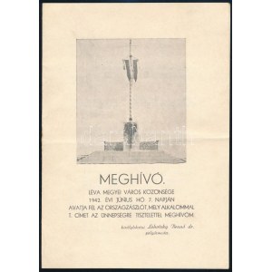 1942 Léva országzászló avatási ünnepségre szóló meghívó képpel 4 p