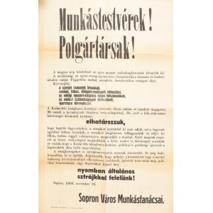 1956 Šopron, Munkástestvérek! Polgártársak! A magyar nép küzdelmét az egész nemzet szabadságharcának jelentjük ki!...