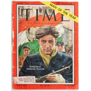 1957 A Time magazin januári száma, címlapon az 1956-os év emberével, a Magyar szabadságharcossal. Kanadai kiadás...