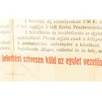 ca. 1907 Magyarországi Munkások Rokkant- és Nyugdíjegyletének illusztrált plakátja, hajtott, szakadással...