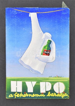 Ladányi József, működött a XX. sz. közepén : Hypo, a fehérnemű barátja (plakátterv), 1947 körül. Tempera, kollázs, papír...