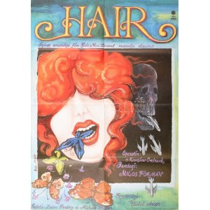 1979 Balla Margit (1947-): Hair c. amerikai film plakátja, Magyar Hirdető, MOKÉP, Bp., Offset-ny., hajtott...