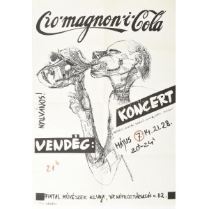 Cro-magnon-i-Cola koncert, Fiatal Művészek Klubja, plakát, hajtott, 42×28 cm