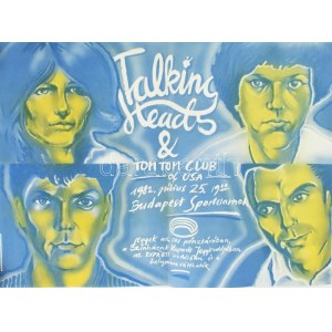 1982 Talking Heads &amp; Tom Tom Club of USA, Budapešť Sportcsarnok, plakát, hajtott, 48×68 cm