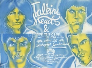 1982 Talking Heads & Tom Tom Club of USA, Budapeszt Sportcsarnok, plakát, hajtott, 48×68 cm