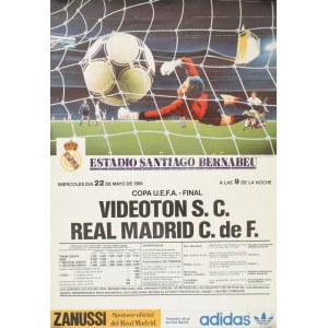 1985 Videoton S.C. - Real Madrid C. de F., plakát finale UEFA, 69×47 cm