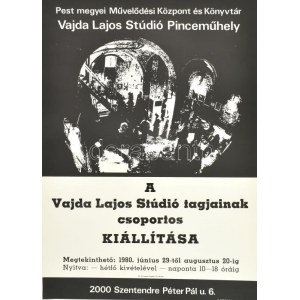1980 Vajda Lajos Stúdió Pinceműhely, csoportos kiállítási plakát, ofszet, papír, 69×48 cm