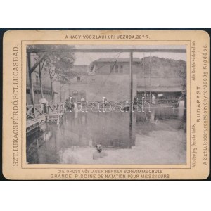 cca 1900 Budapešť, Szent Lukács fürdő nagy-vöszlaui úri uszoda, keményhátú fotó7,5×10 cm