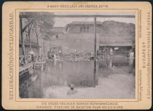 um 1900 Budapest, Szent Lukács fürdő nagy-vöszlaui úri uszoda, keményhátú fotó7,5×10 cm